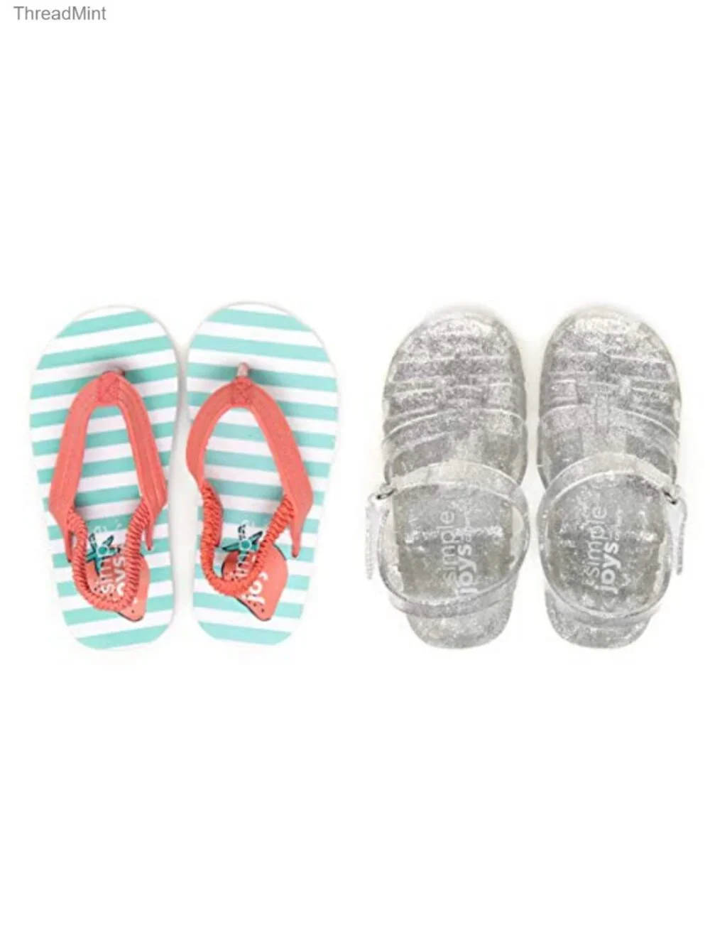 Girls Jelly Sandal 2-Pack Fisherman & Flip Flop Glitter Hook Loop